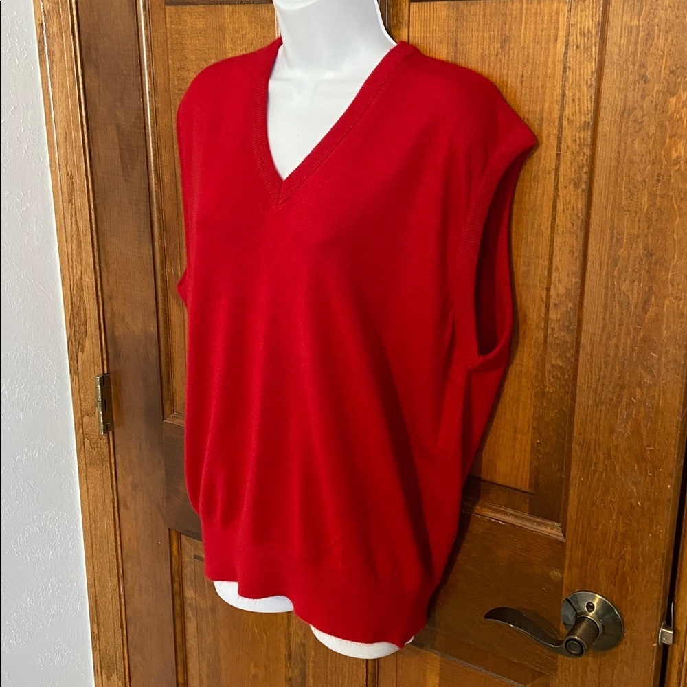 Vintage Par Four Sportswear Sweater Vest Mens X Red V-Neck Acrylic Golf Sz XL - Picture 3 of 8